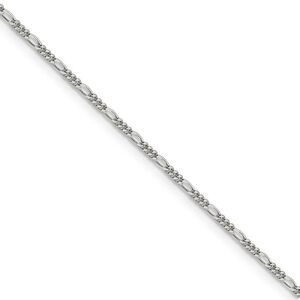 1.5mm Sterling Silver, Solid Figaro Chain Necklace, 16 Inch